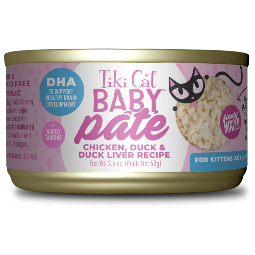 Tiki Cat Baby Pate, Wet Cat Food, Chicken, Duck & Duck Liver, 2.4 oz. Can - Image 1