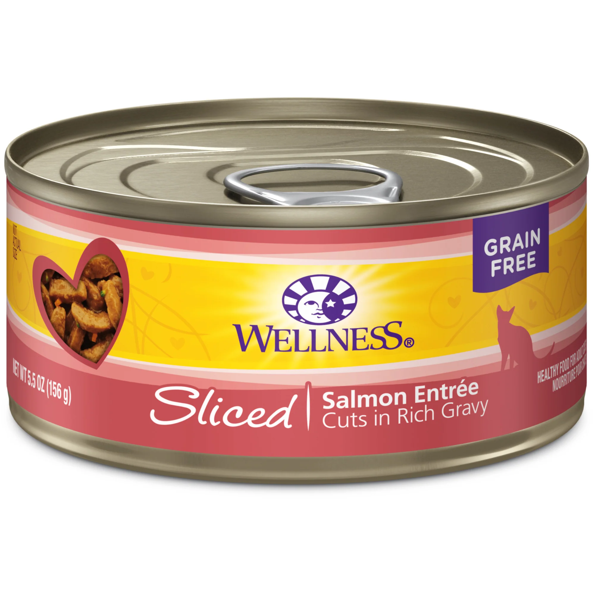 Wellness Complete Health Natural Grain Free Wet Canned Cat Food Sliced Salmon Entree 5.5oz Can - Image 1