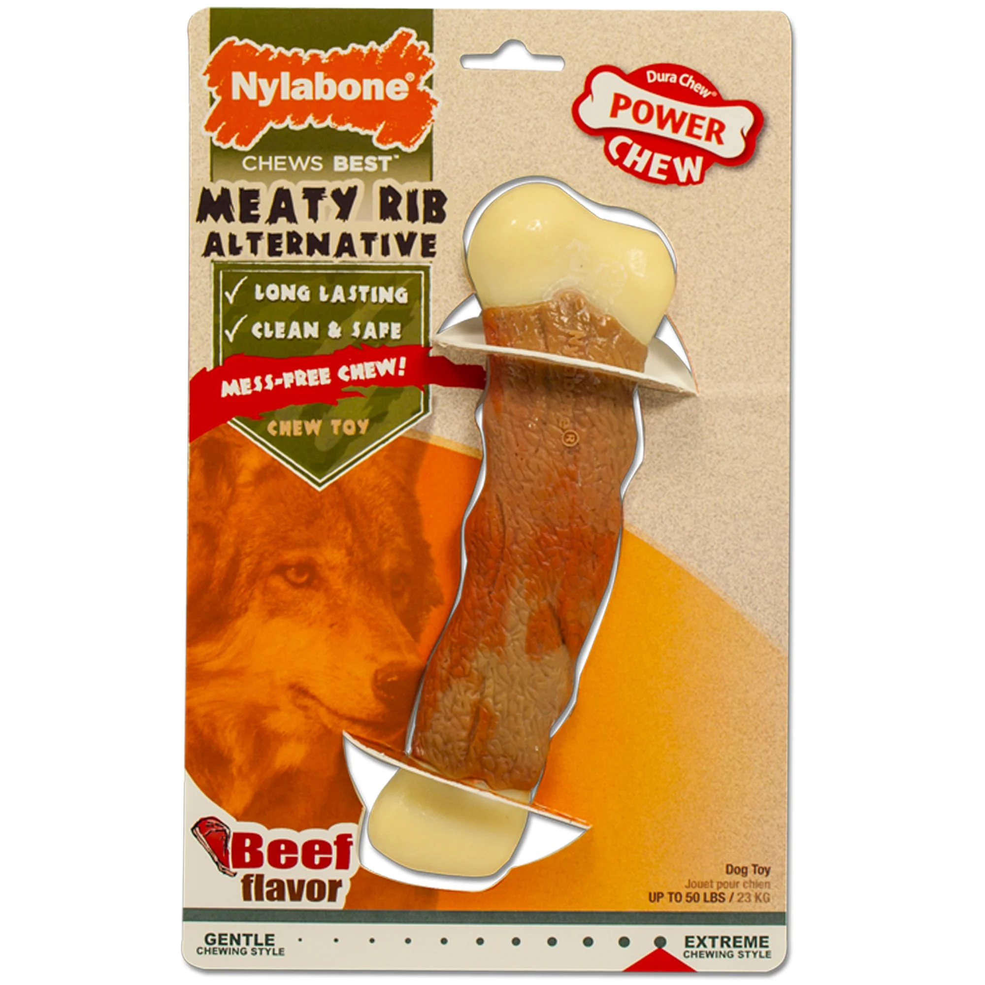 Nylabone Power Chew Marrow Bone Alternative Dog Chew Toy Beef Large/Giant - Image 1