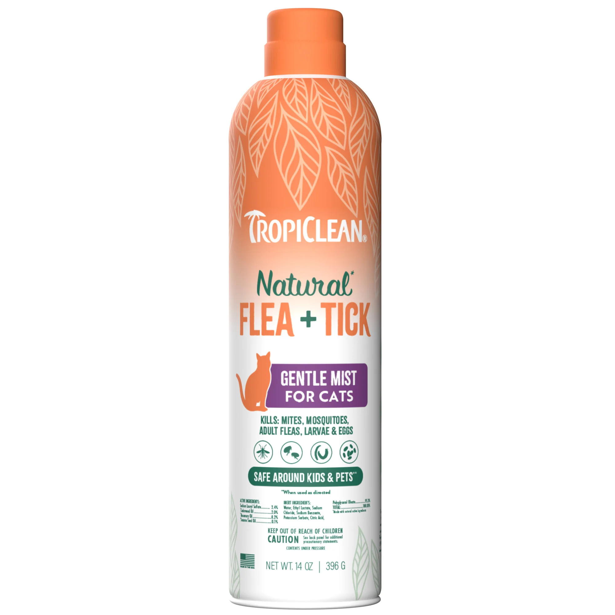 TropiClean Flea + Tick Cat + Home Easy Mist Spray, 14oz - Image 1