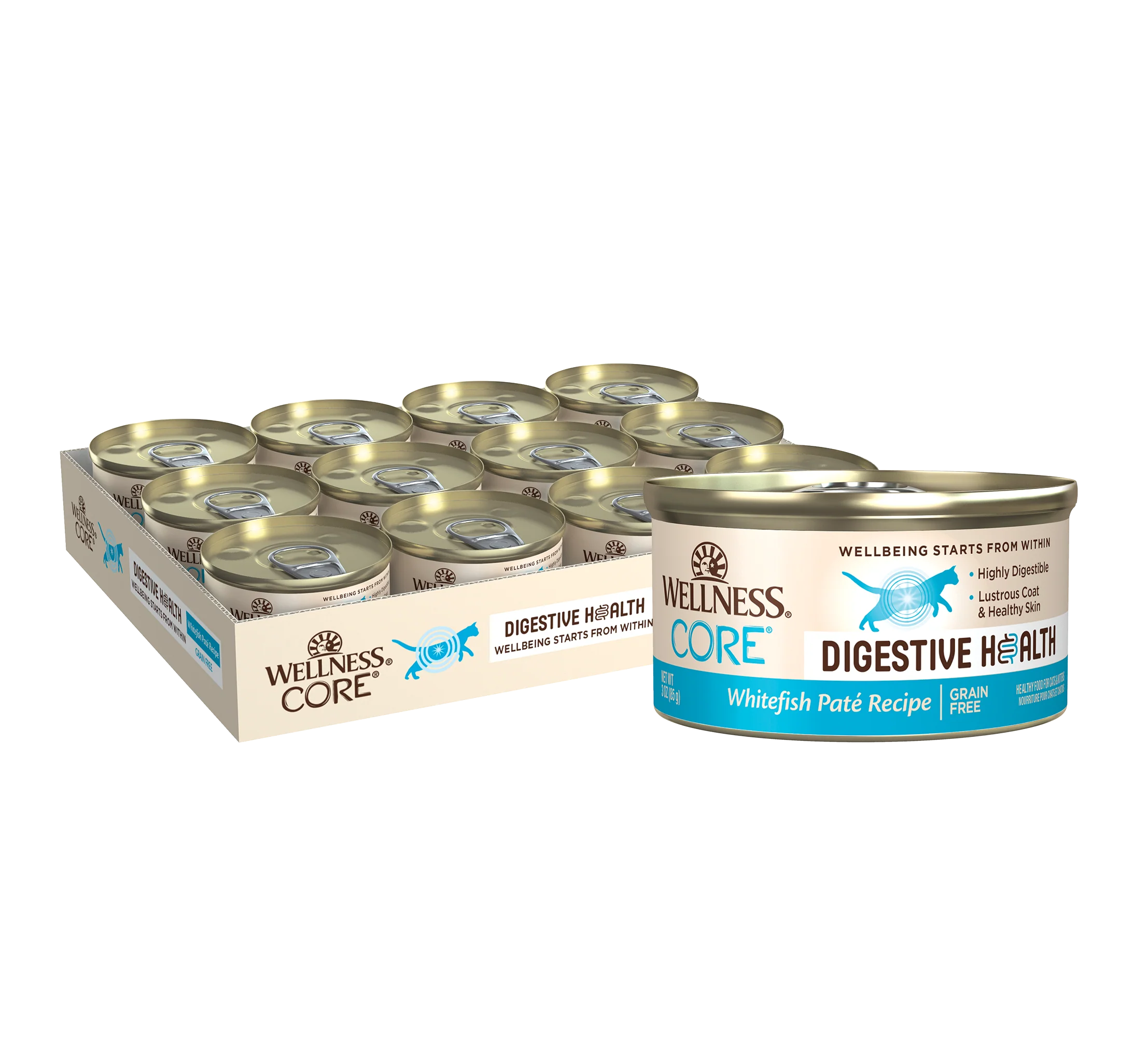 Wellness CORE Digestive Health Whitefish Pate Wet Cat Food, 3oz - Image 1