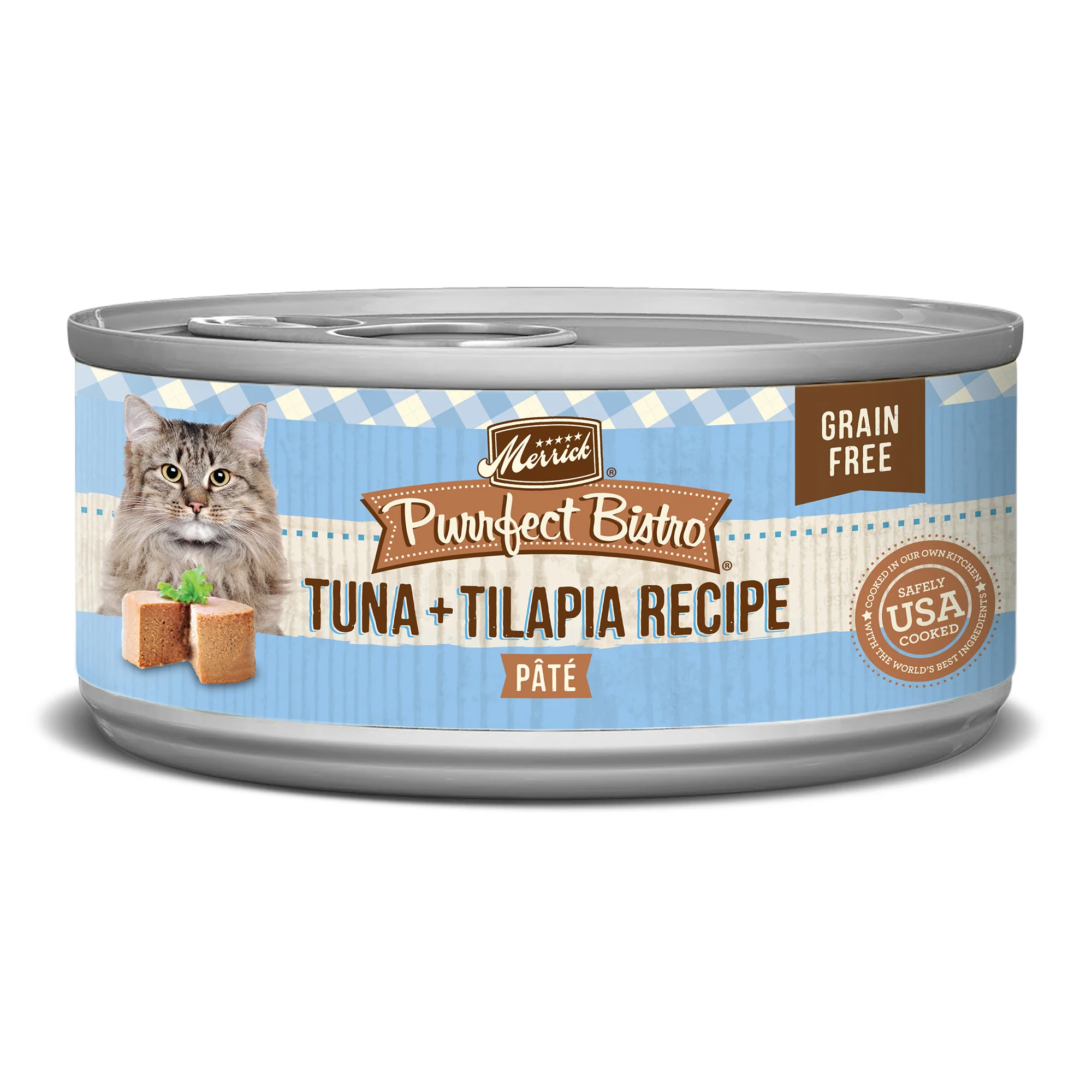 Merrick Purrfect Bistro Grain Free Wet Cat Food Tuna and Tilapia Recipe Pate 3oz - Image 1