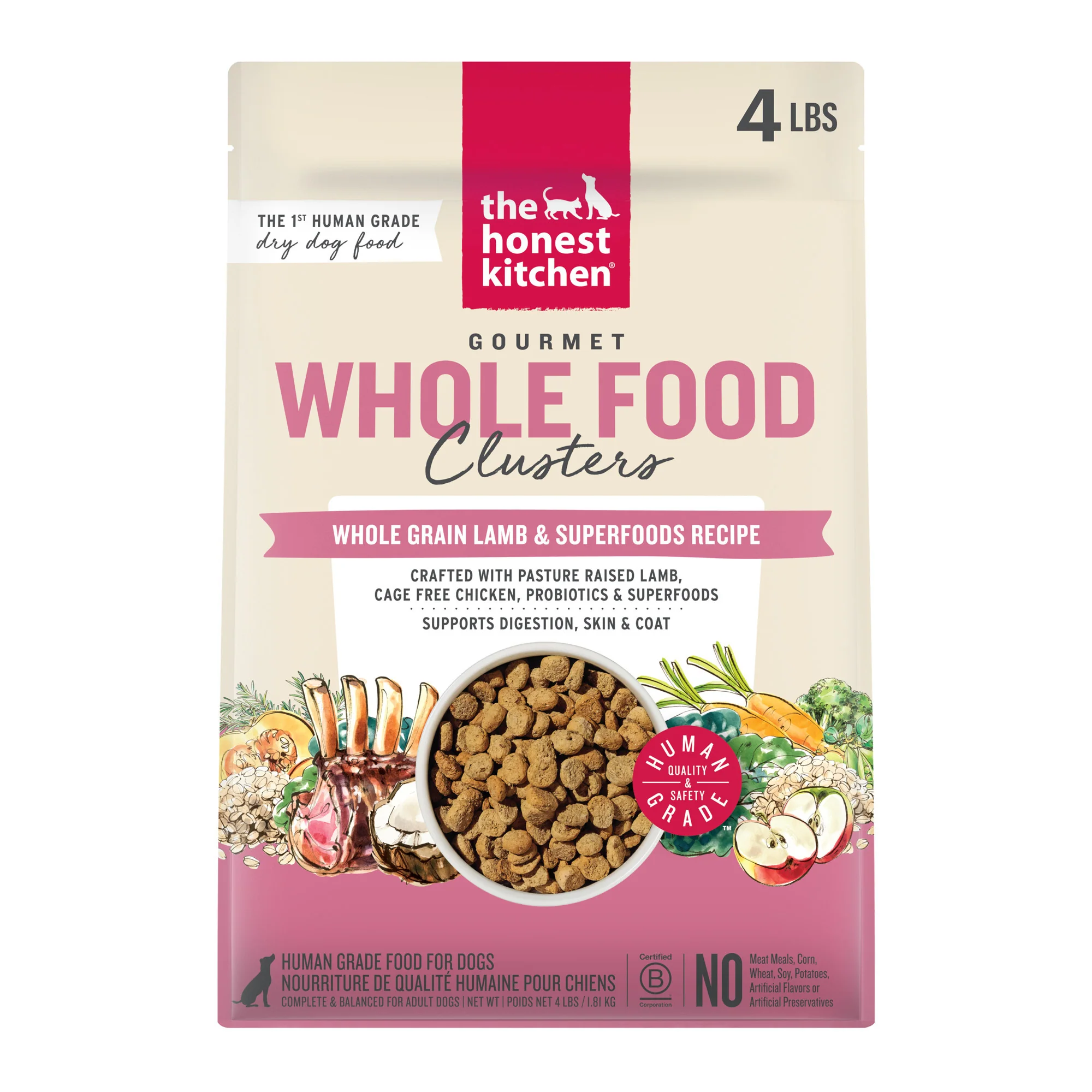 The Honest Kitchen Gourmet Whole Food Clusters Dog Whole Grain Lamb 4 lb Bag - Image 1