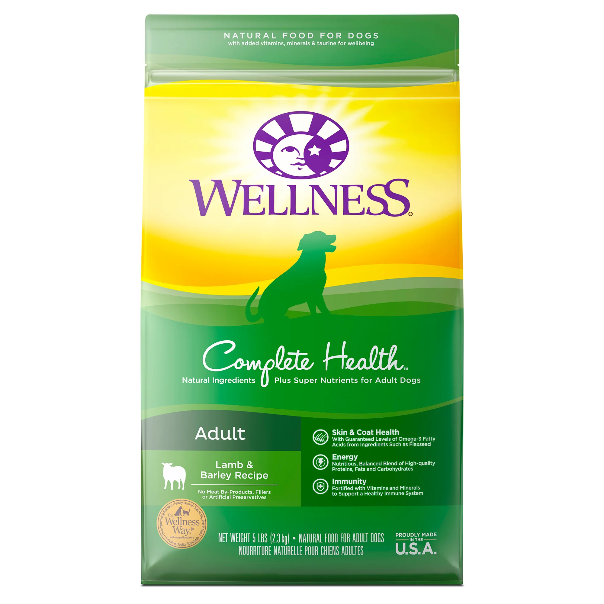 Wellness Complete Health Natural Dry Dog Food Lamb & Barley 5lb Bag - Image 1