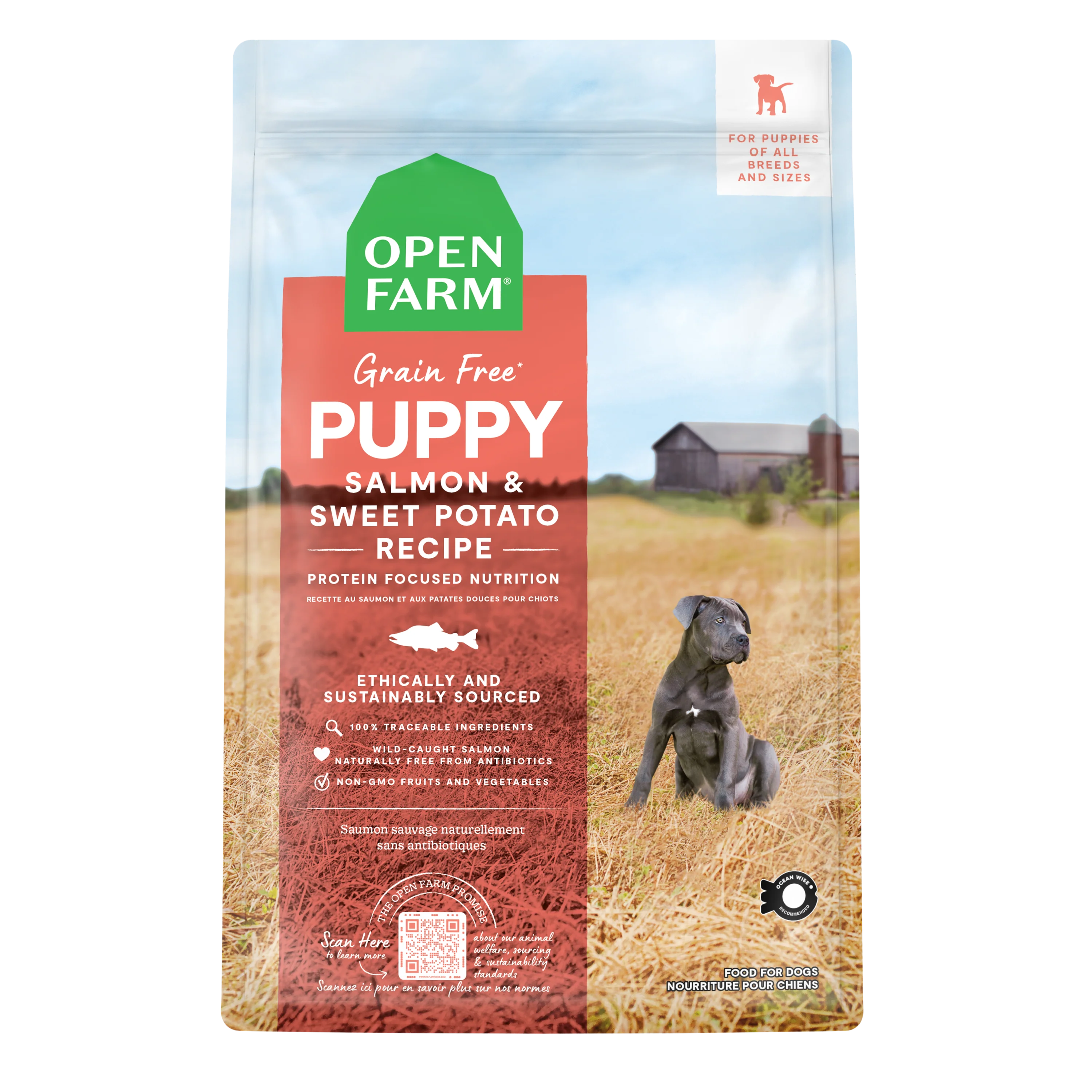 Open Farm Puppy Salmon & Sweet Potato Recipe Grain Free Recipe For Dogs 22lb Bag