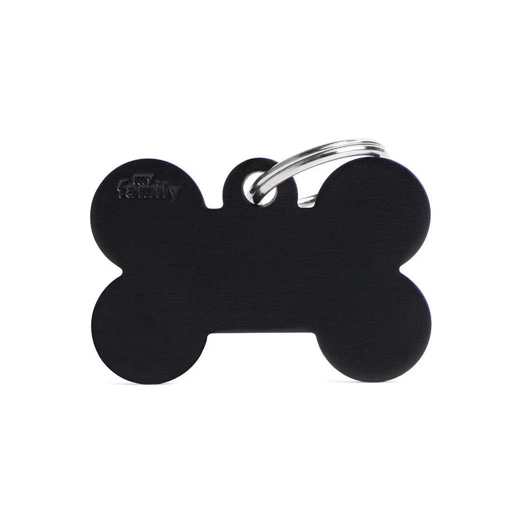 My Family ID Aluminum Black Bone Tag, Large - Image 1