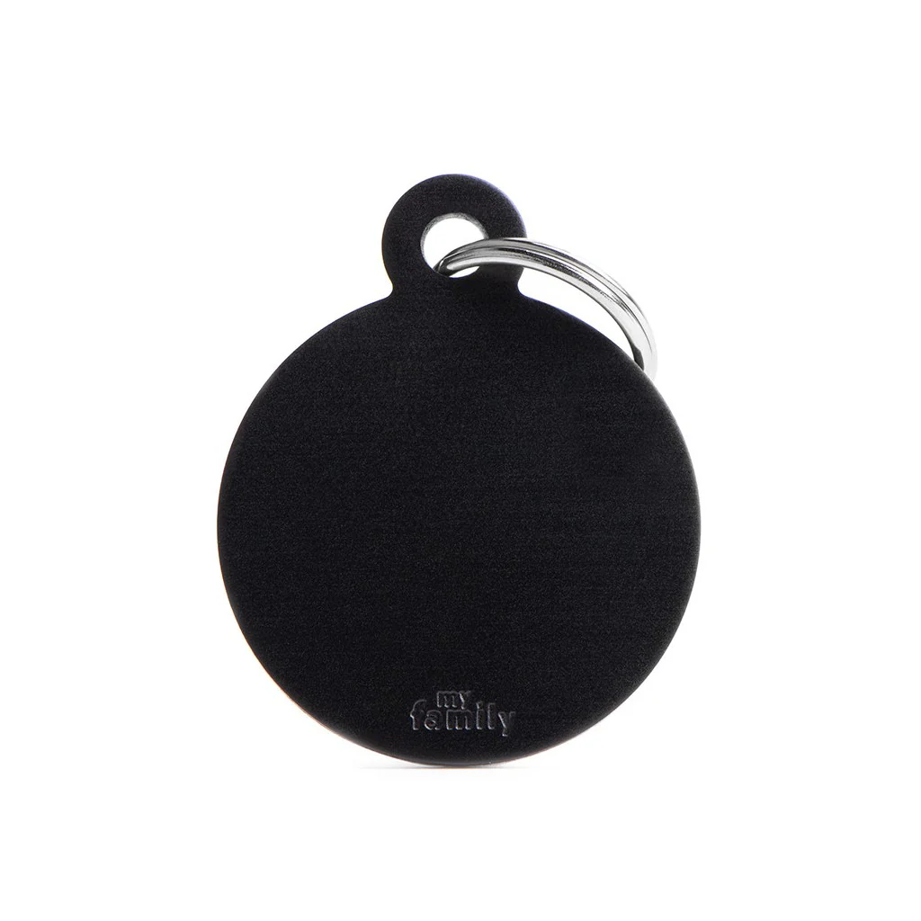 My Family ID Basic Big Aluminum Black Circle ID Tag - Image 1