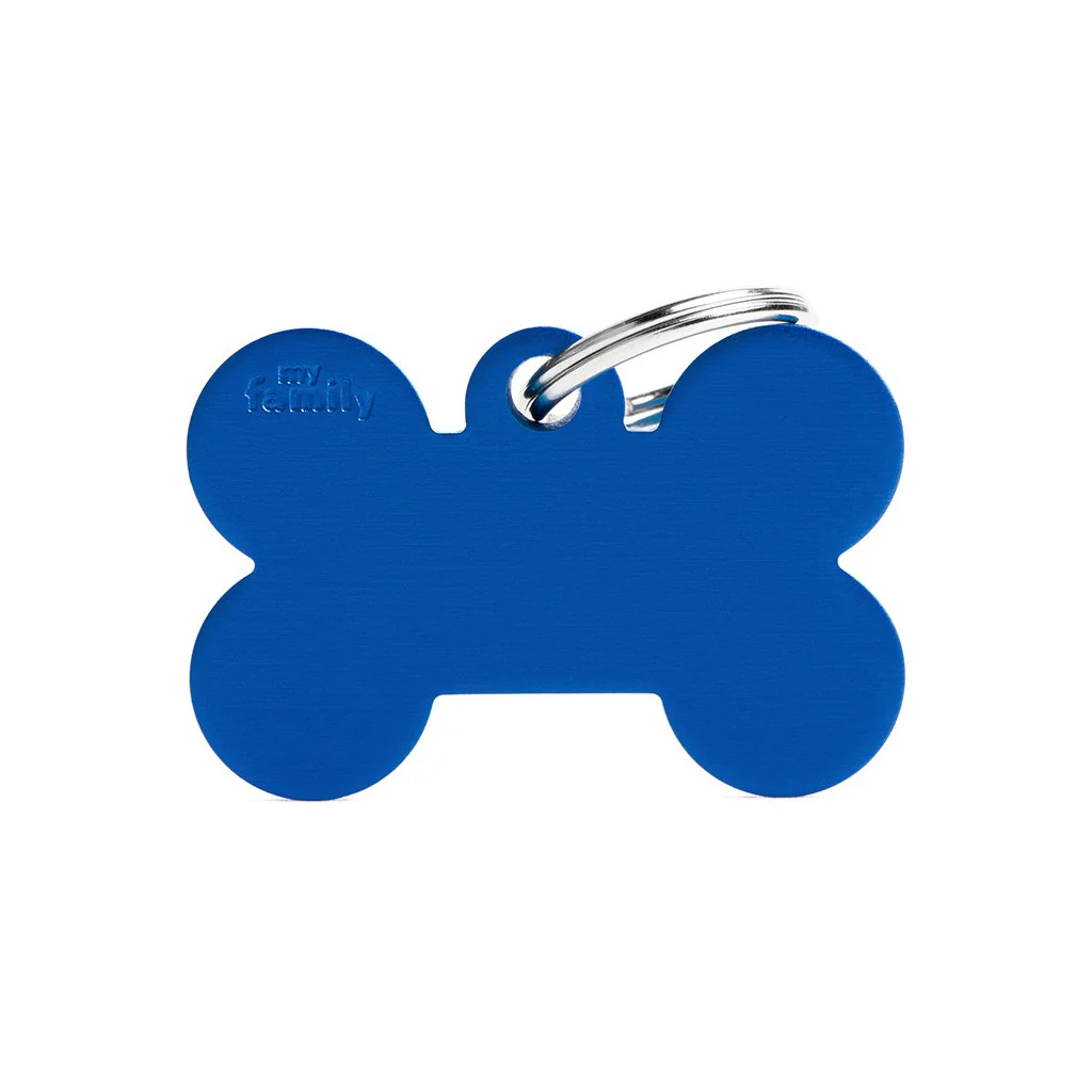 My Family ID Aluminum Blue Bone Tag, Large - Image 1