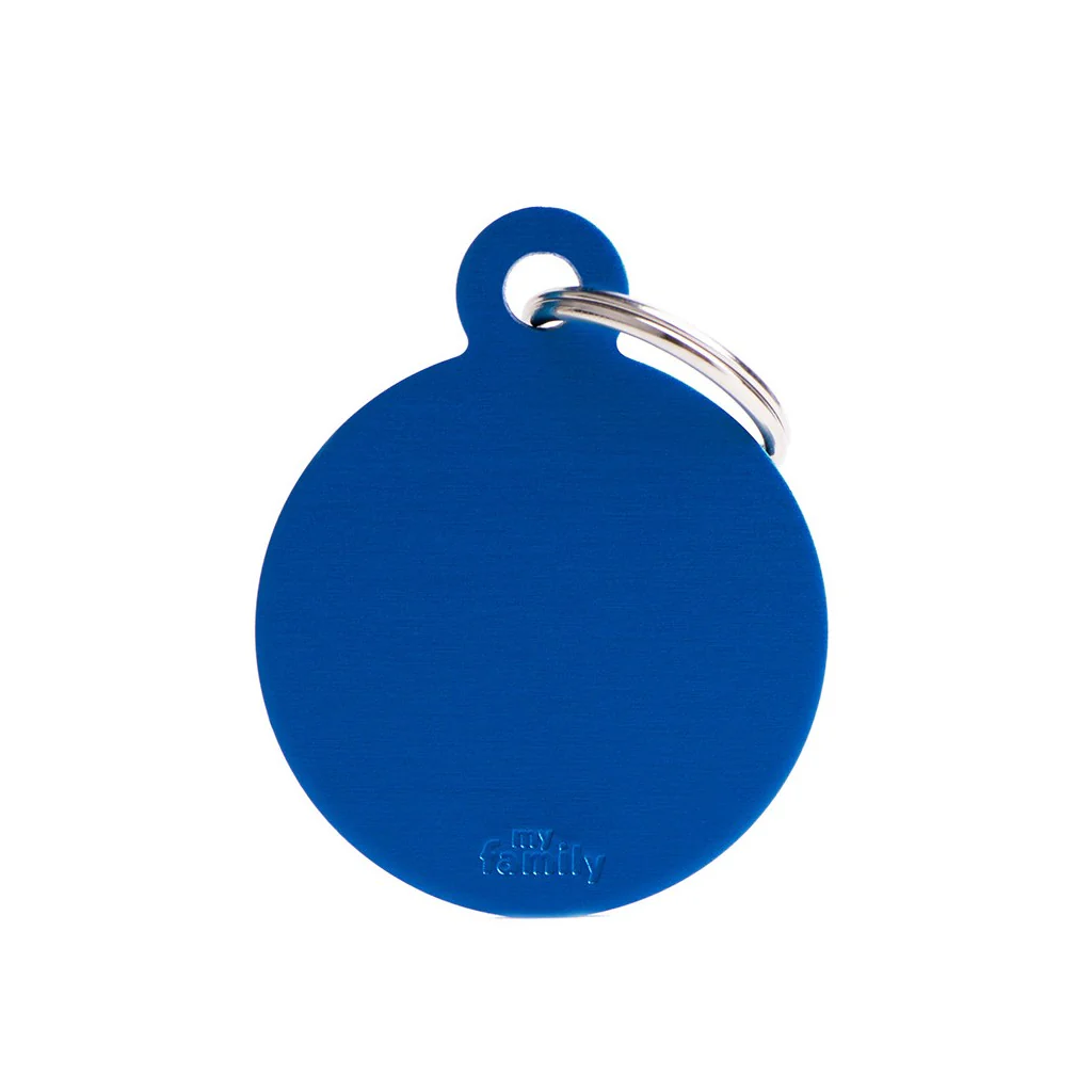 My Family ID Basic Big Aluminum Blue Circle ID Tag - Image 1