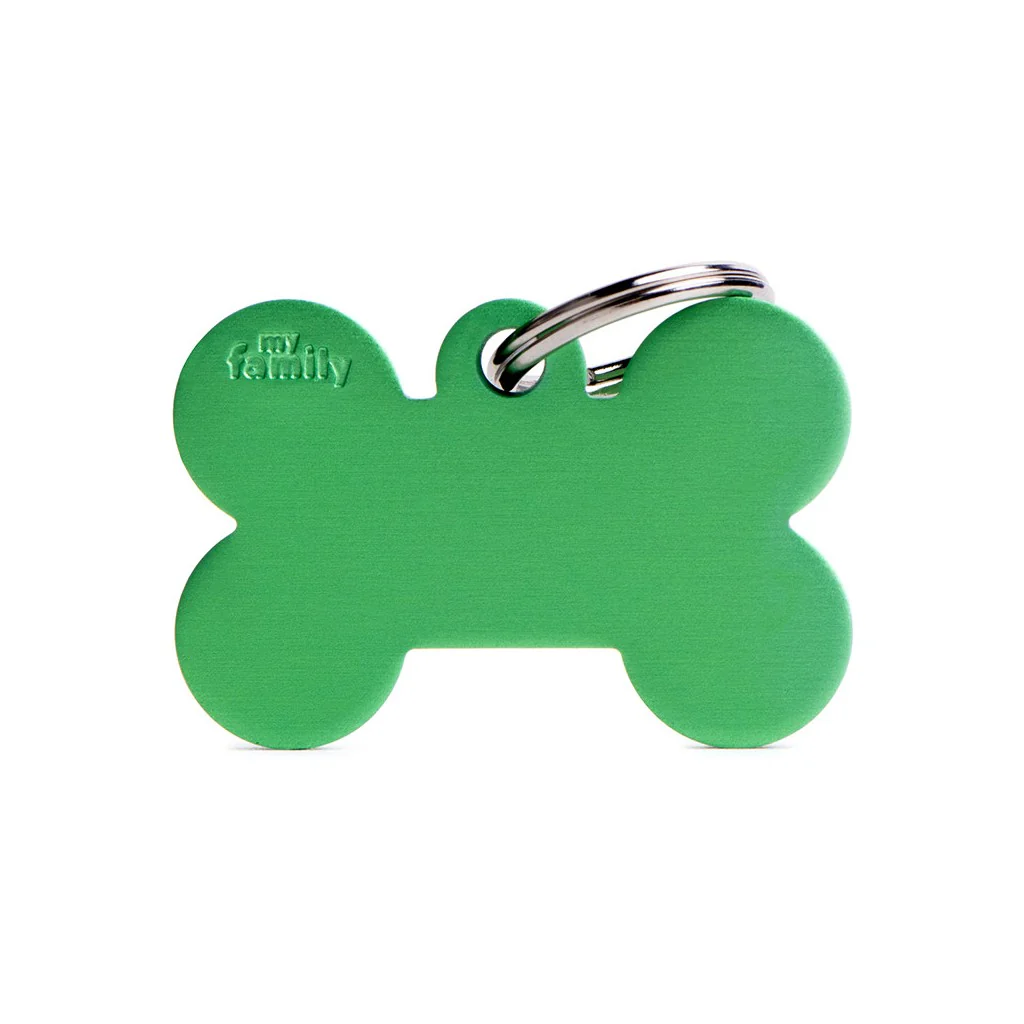 My Family ID Basic Big Aluminum Green Bone ID Tag - Image 1