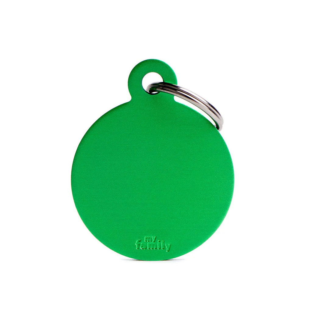 My Family ID Basic Big Aluminum Green Circle ID Tag - Image 1