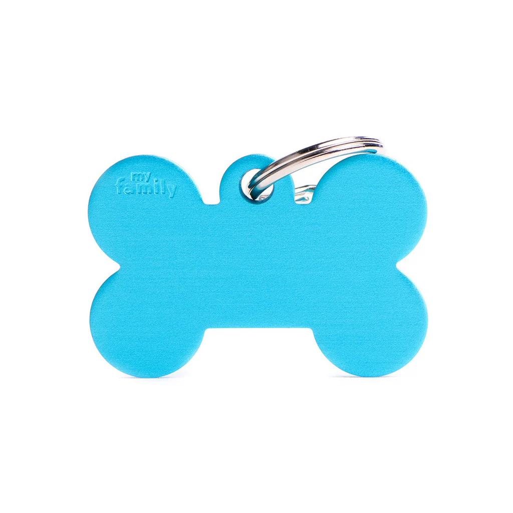 My Family ID Basic Big Aluminum Light Blue Bone ID Tag - Image 1