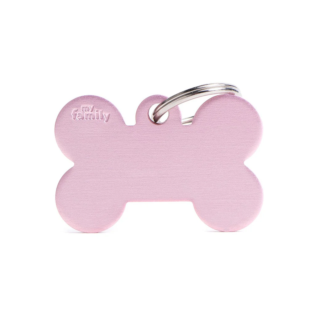 My Family ID Aluminum Pink Bone Tag, Large - Image 1