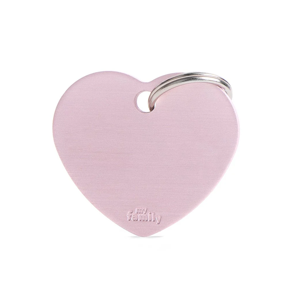 My Family ID Basic Big Aluminum Pink Heart ID Tag - Image 1