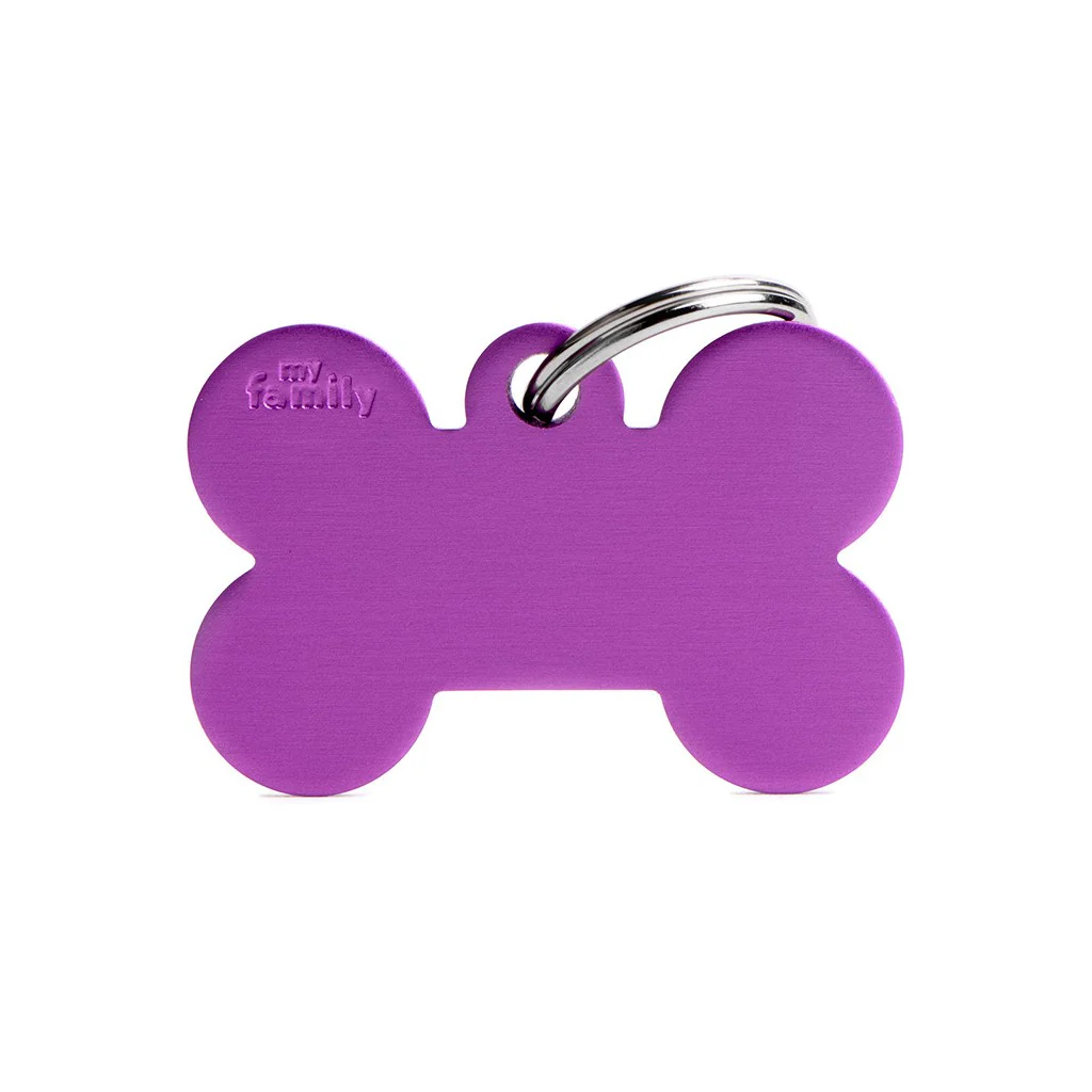 My Family ID Aluminum Purple Bone Tag, Large - Image 1