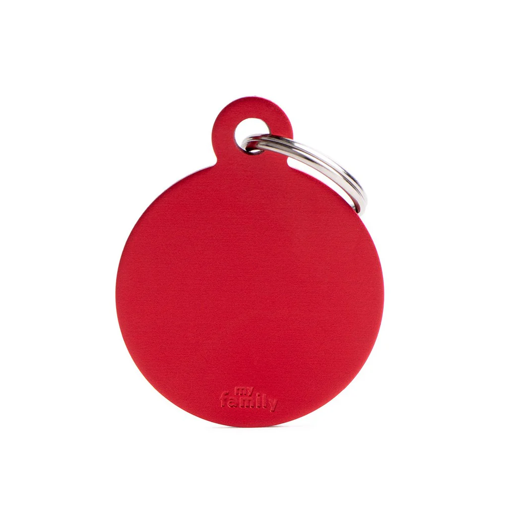 My Family ID Basic Big Aluminum Red Circle ID Tag - Image 1