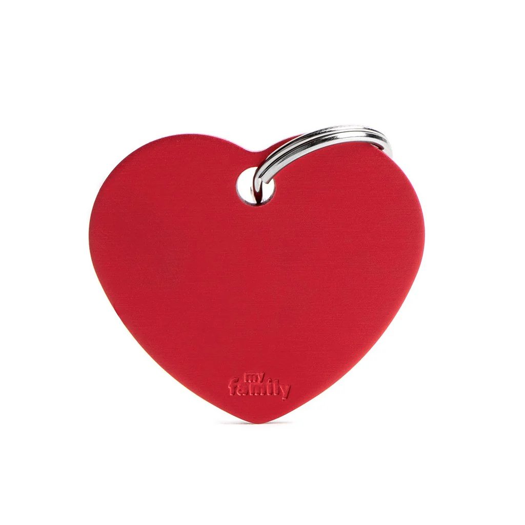 My Family ID Basic Big Aluminum Red Heart ID Tag - Image 1