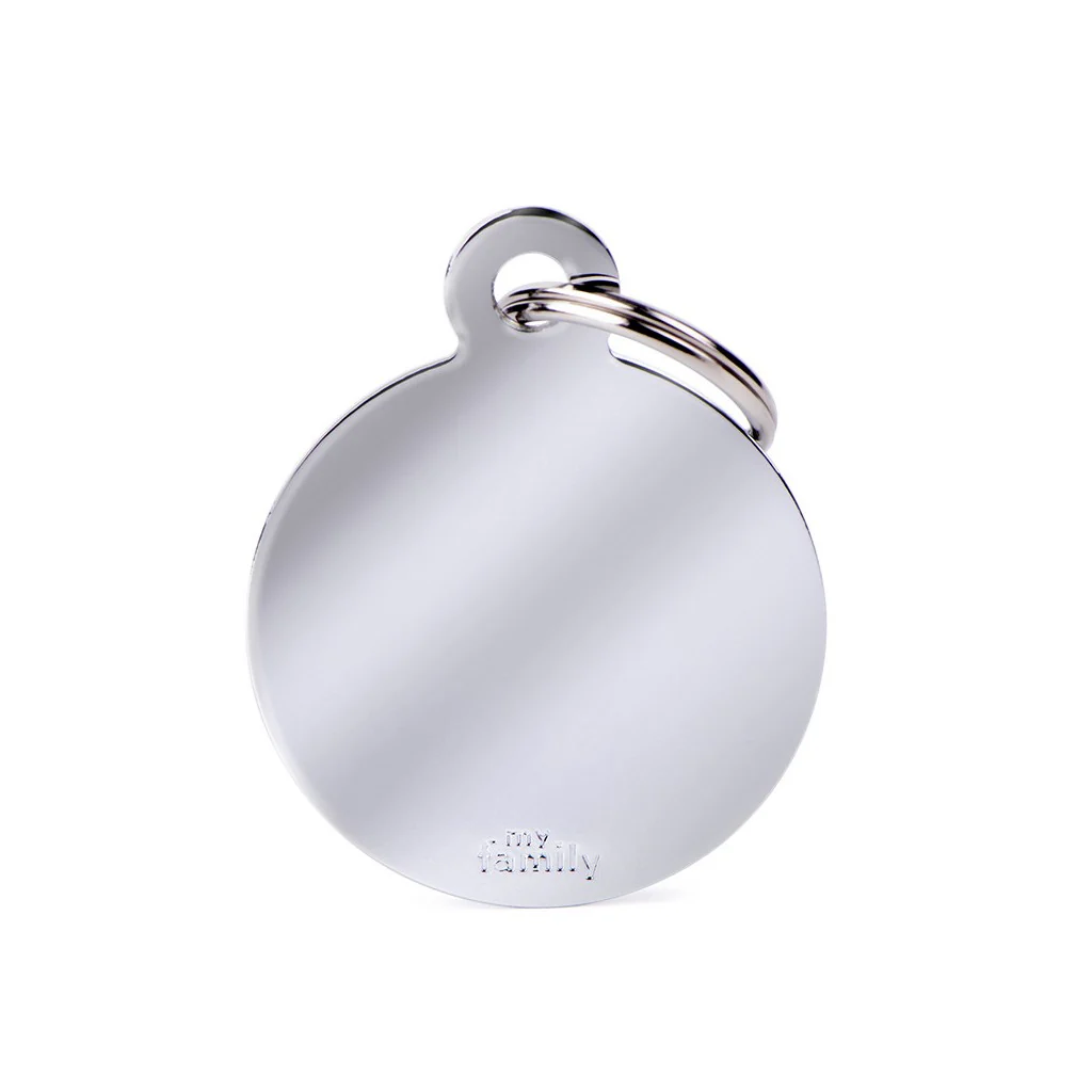 My Family ID Basic Big Circle ID Tag in Chrome-Plated Brass - Image 1