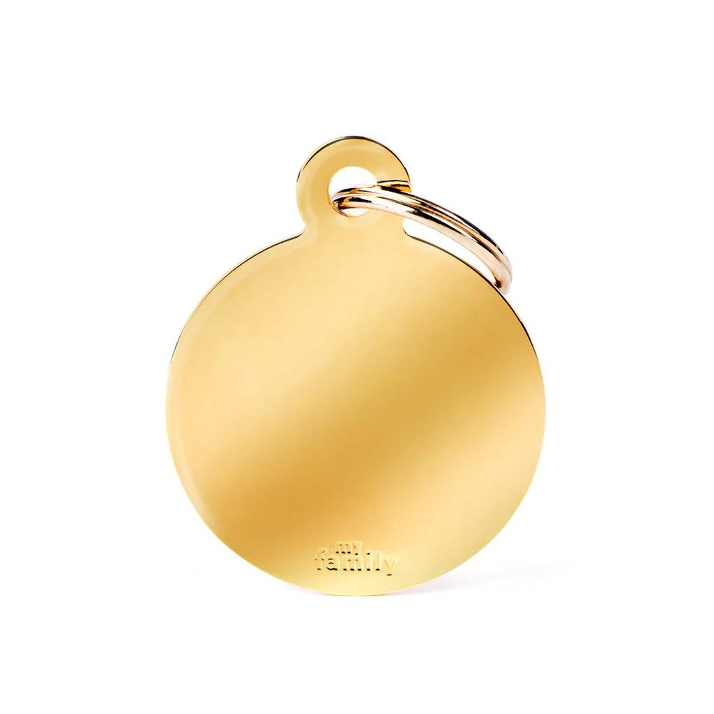 My Family ID Basic Big Circle ID Tag in Gold-Plated Brass - Image 1