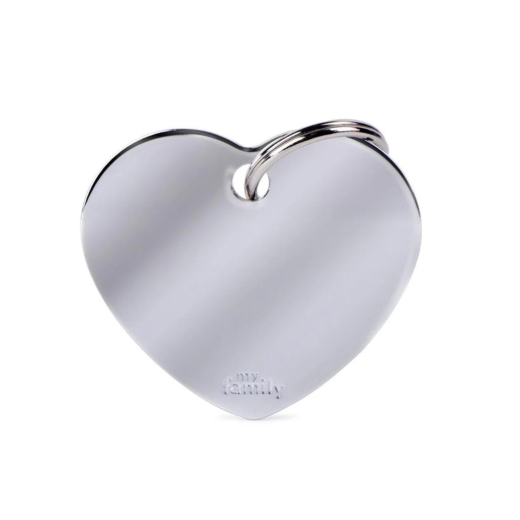 My Family ID Basic Big Heart ID Tag in Chrome-Plated Brass - Image 1