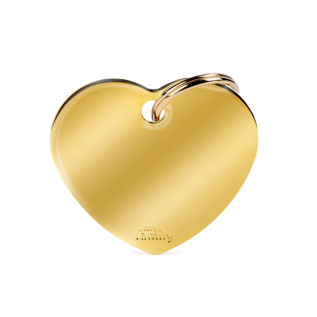 My Family ID Basic Big Heart ID Tag in Gold-Plated Brass - Image 1