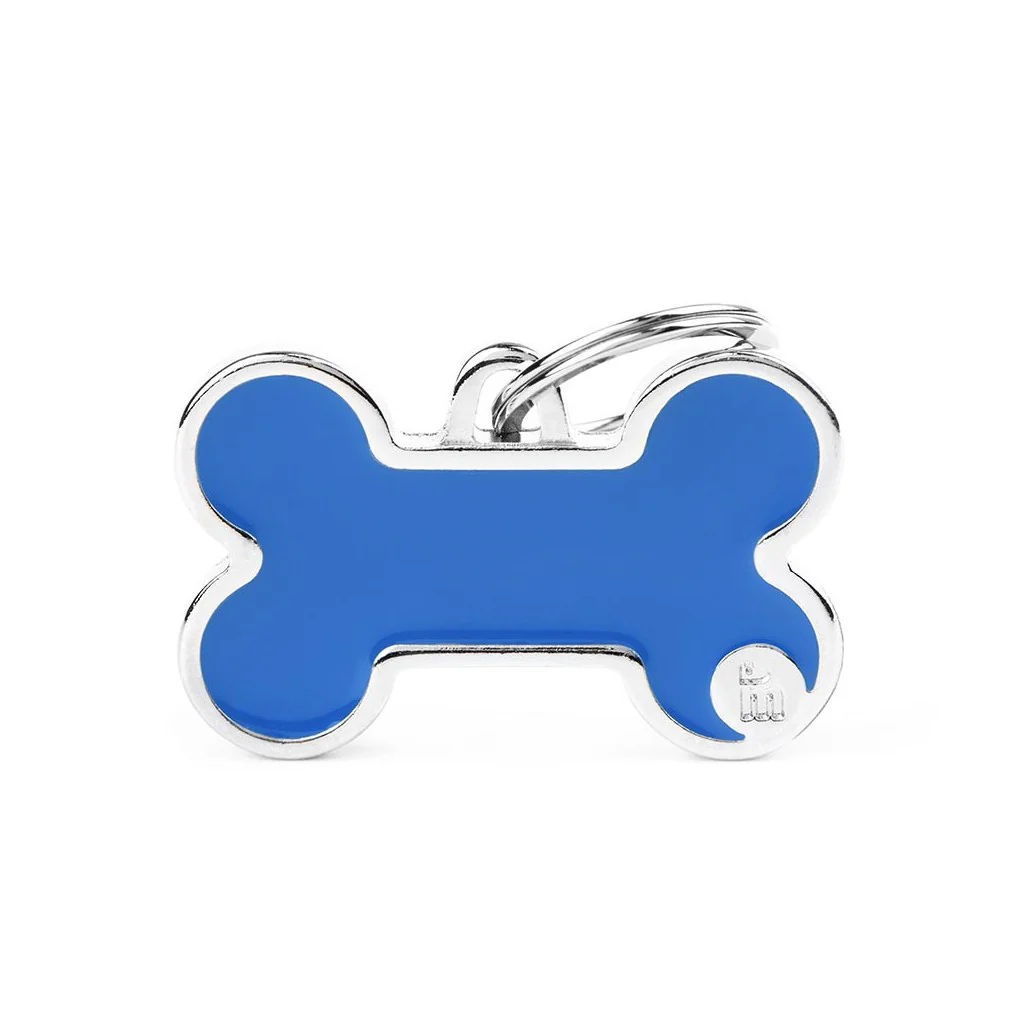My Family ID Basic Handmade Big Blue Bone ID Tag - Image 1