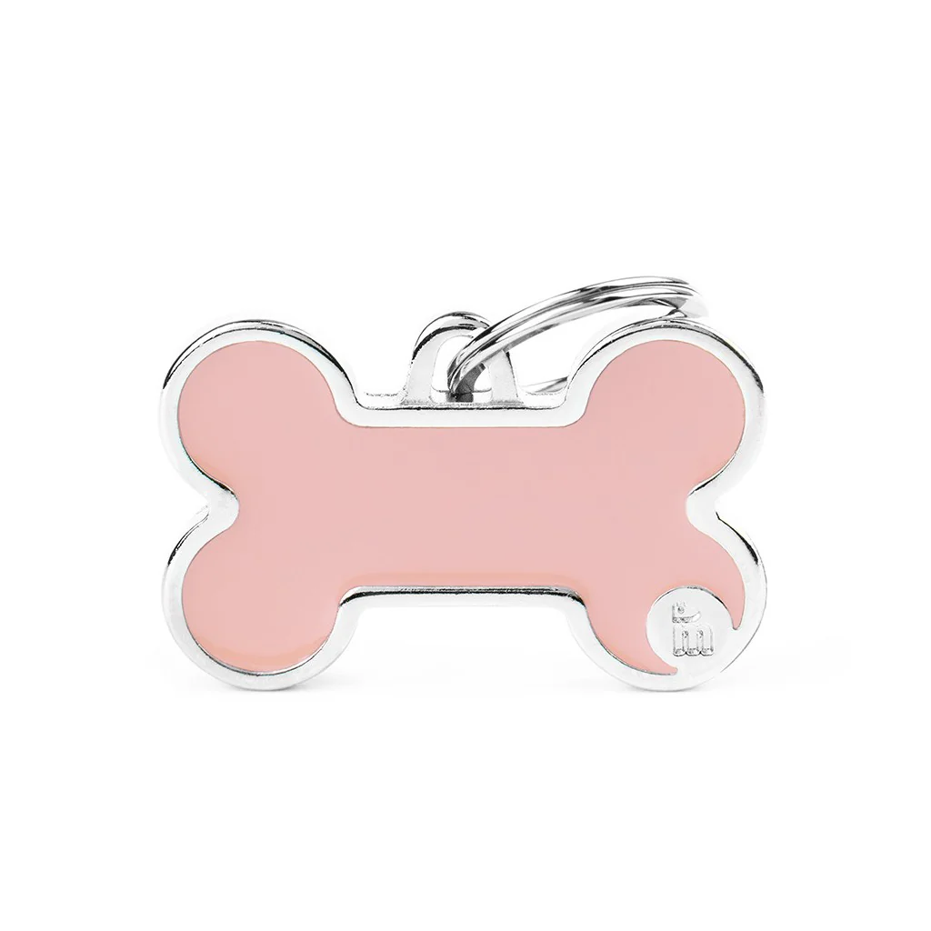My Family ID Basic Handmade Big Pink Bone ID Tag - Image 1