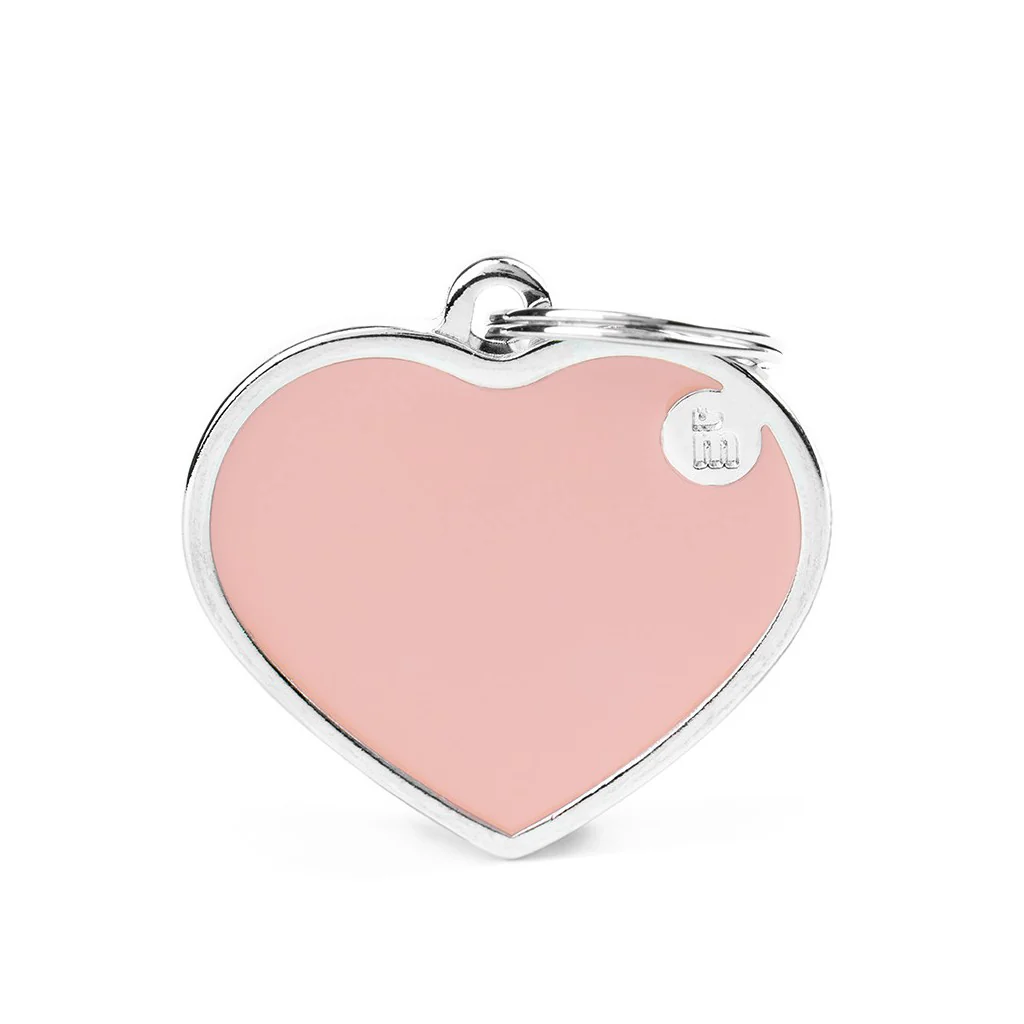 My Family ID Basic Handmade Big Pink Heart ID Tag - Image 1