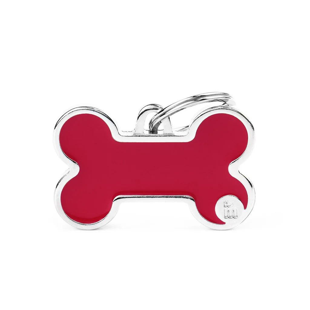 My Family ID Basic Handmade Big Red Bone ID Tag - Image 1