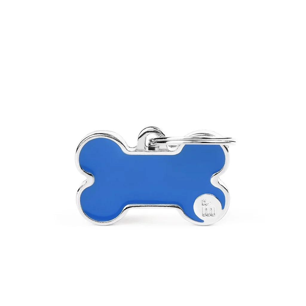 My Family ID Basic Handmade Small Blue Bone ID Tag - Image 1