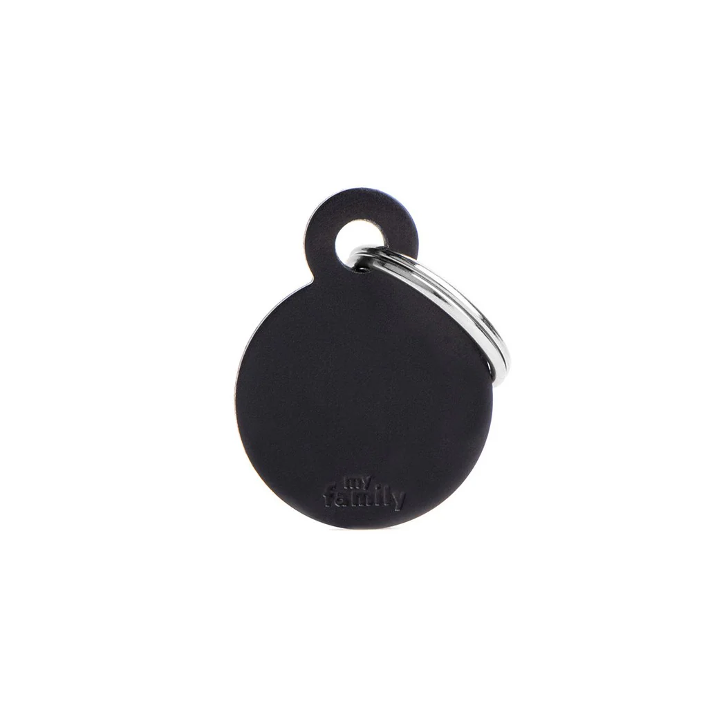 My Family ID Basic Small Aluminum Black Circle ID Tag - Image 1