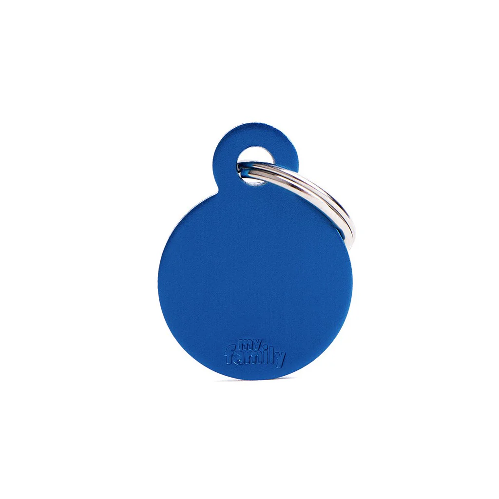 My Family ID Basic Small Aluminum Blue Circle ID Tag - Image 1