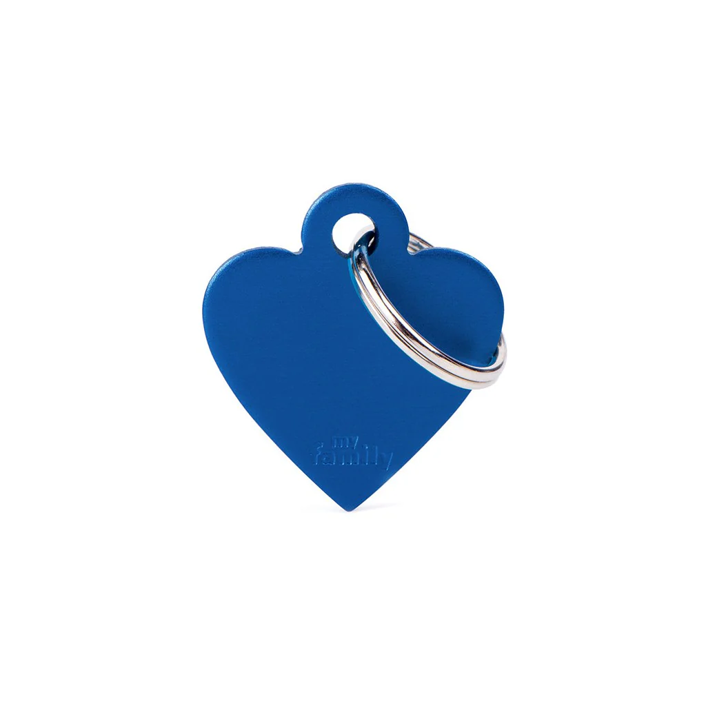 My Family ID Basic Small Aluminum Blue Heart ID Tag - Image 1