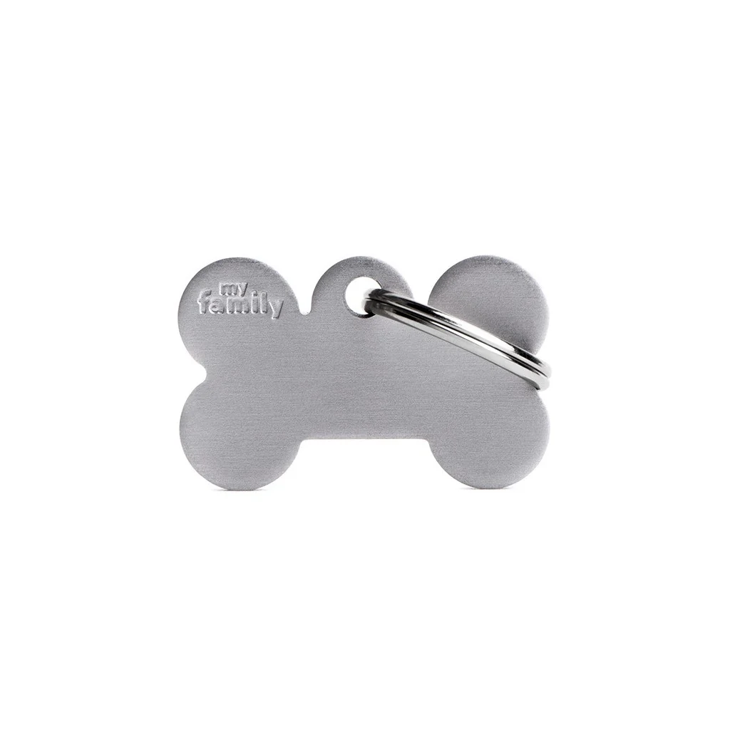 My Family ID Basic Small Aluminum Gray Bone ID Tag - Image 1