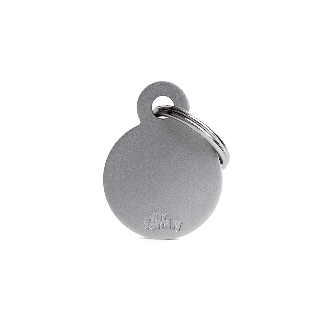 My Family ID Basic Small Aluminum Gray Circle ID Tag - Image 1
