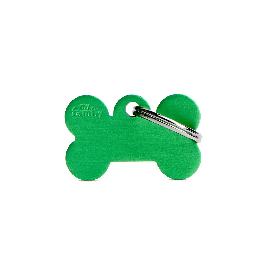 My Family ID Basic Small Aluminum Green Bone ID Tag - Image 1