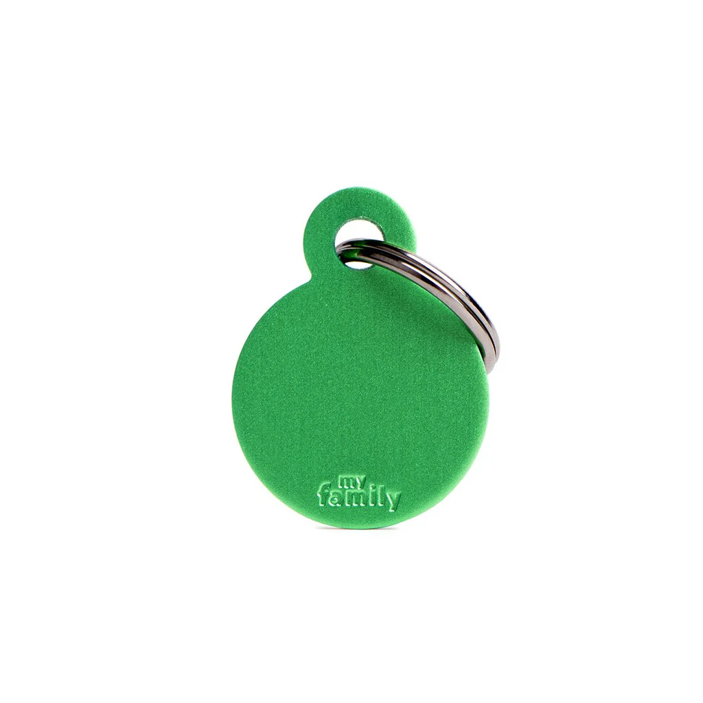 My Family ID Basic Small Aluminum Green Circle ID Tag - Image 1