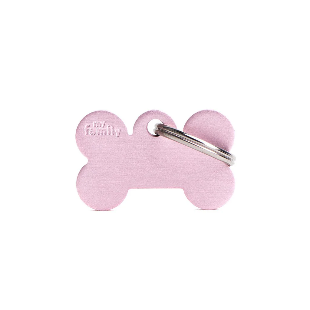 My Family ID Aluminum Pink Bone Tag, Small - Image 1