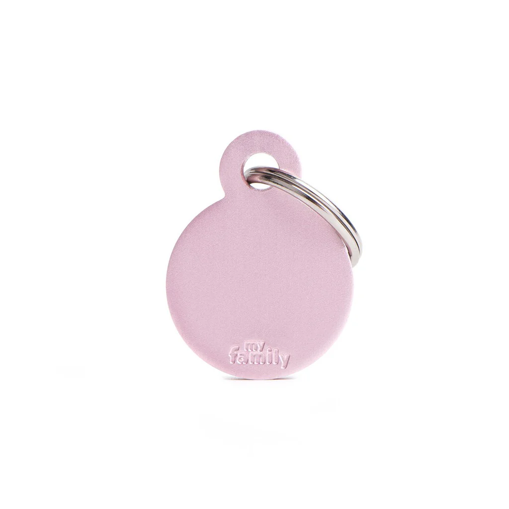 My Family ID Basic Small Aluminum Pink Circle ID Tag - Image 1