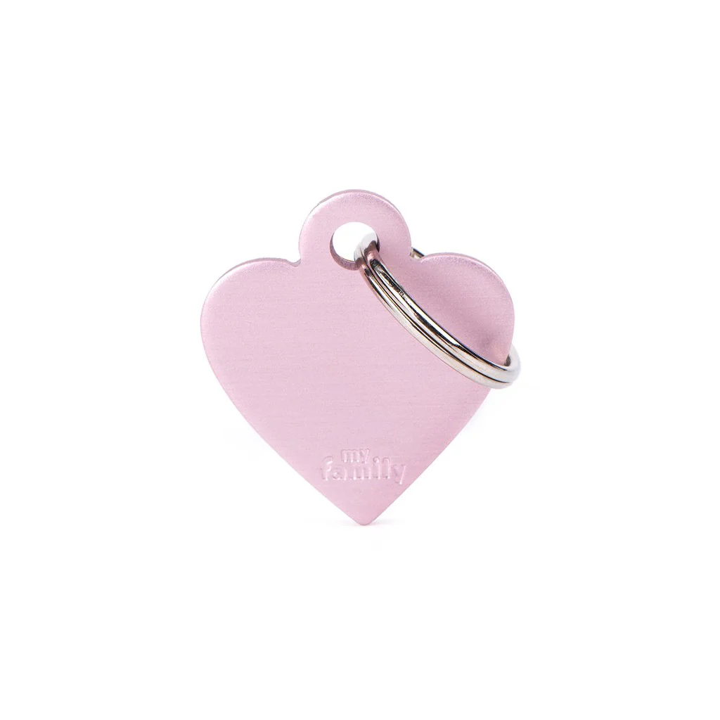 My Family ID Basic Small Aluminum Pink Heart ID Tag - Image 1