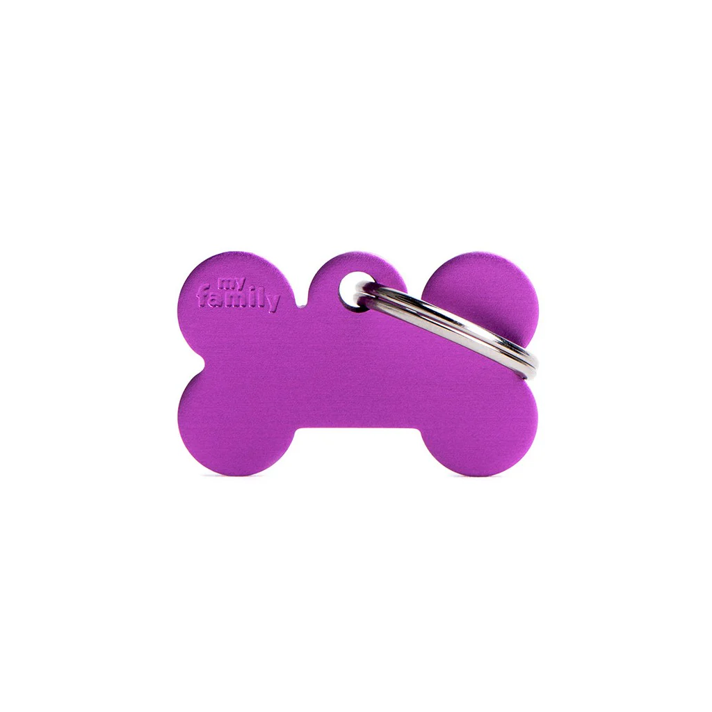 My Family ID Aluminum Purple Bone Tag, Small - Image 1