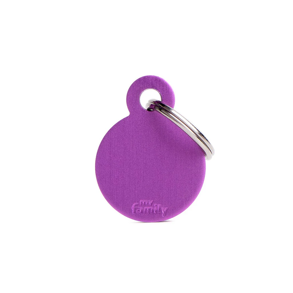 My Family ID Basic Small Aluminum Purple Circle ID Tag - Image 1