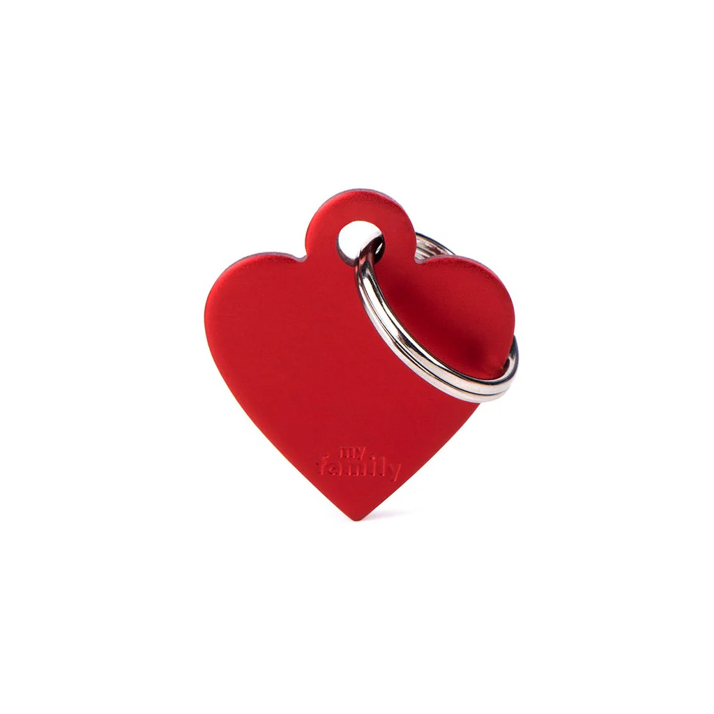 My Family ID Basic Small Aluminum Red Heart ID Tag - Image 1