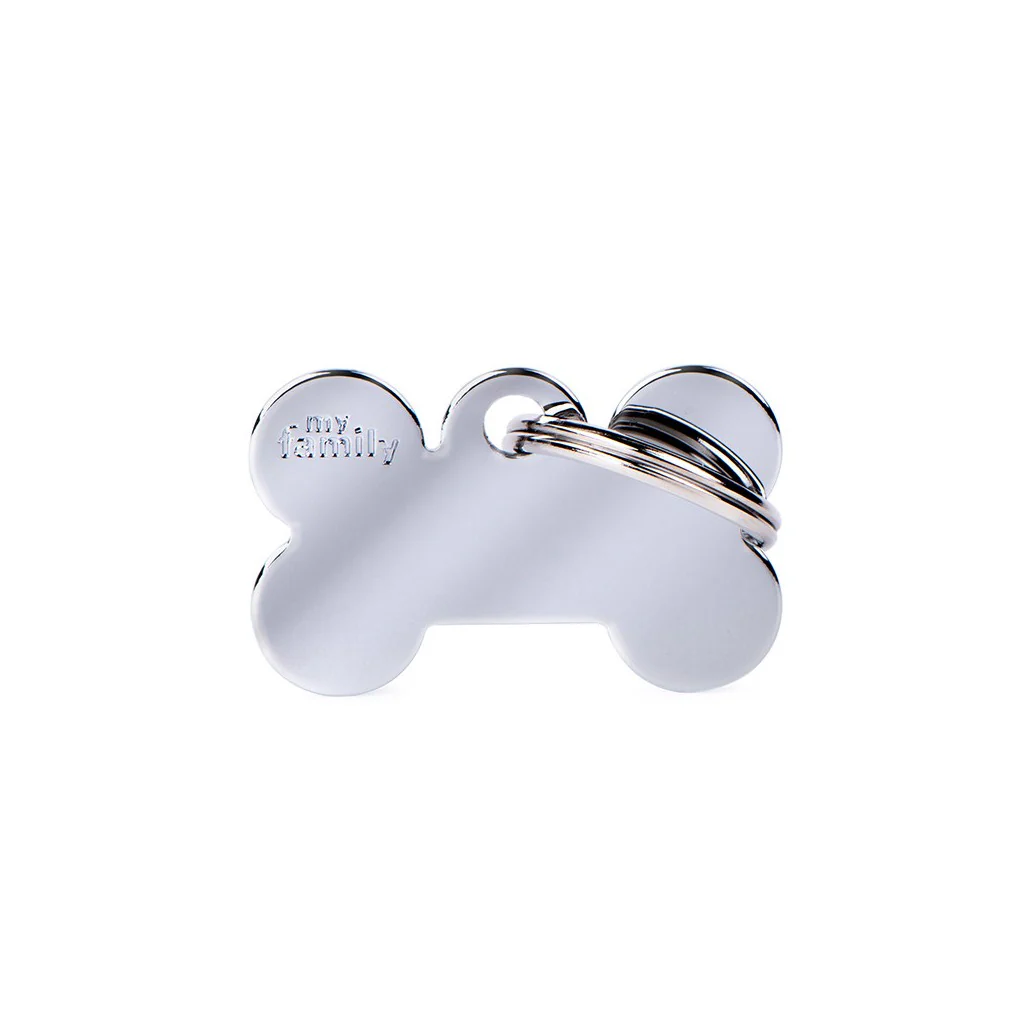 My Family ID Basic Small Bone ID Tag in Chrome-Plated Brass - Image 1