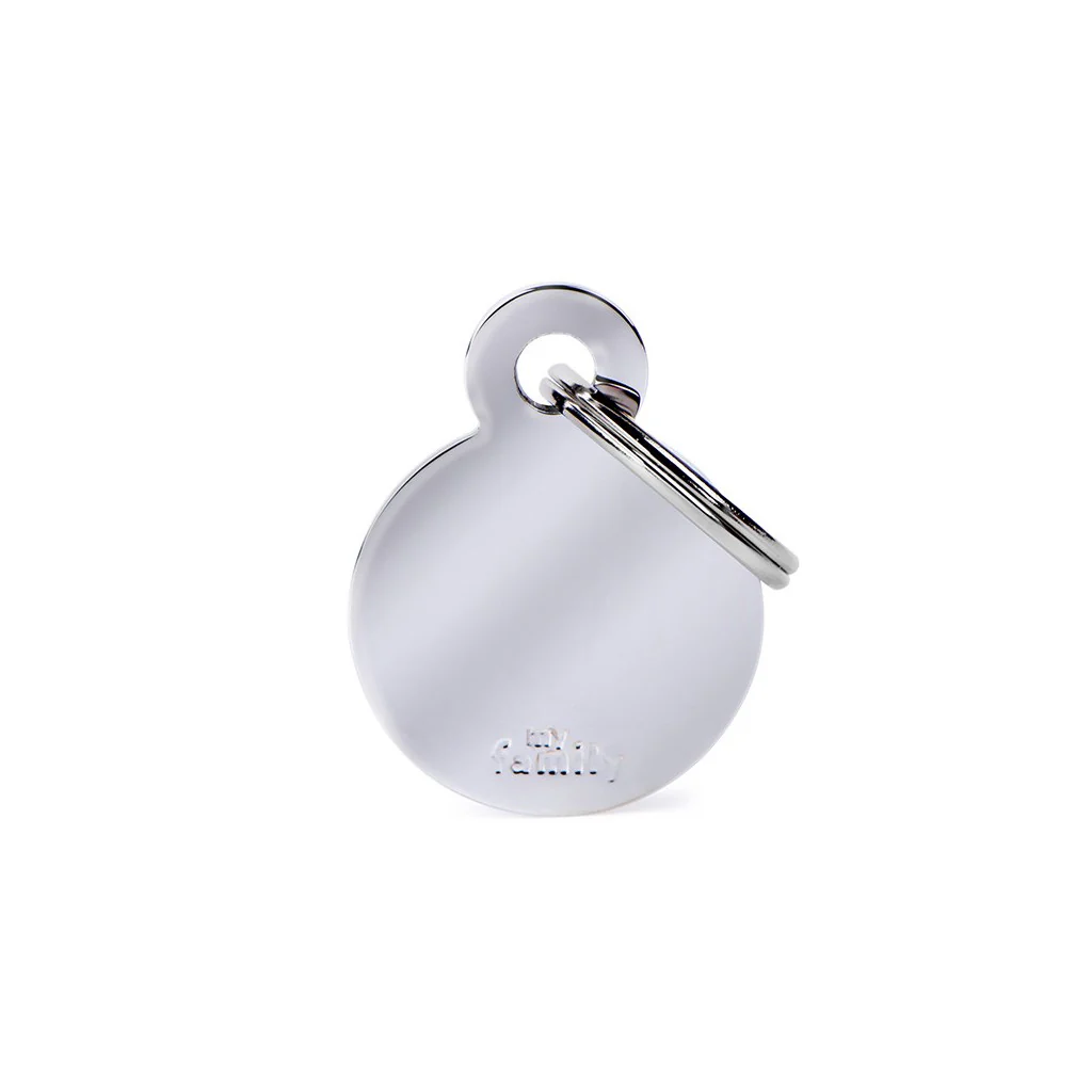 My Family ID Basic Small Circle ID Tag in Chrome-Plated Brass - Image 1