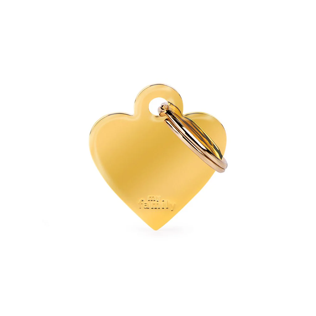My Family ID Basic Small Heart ID Tag in Gold-Plated Brass - Image 1