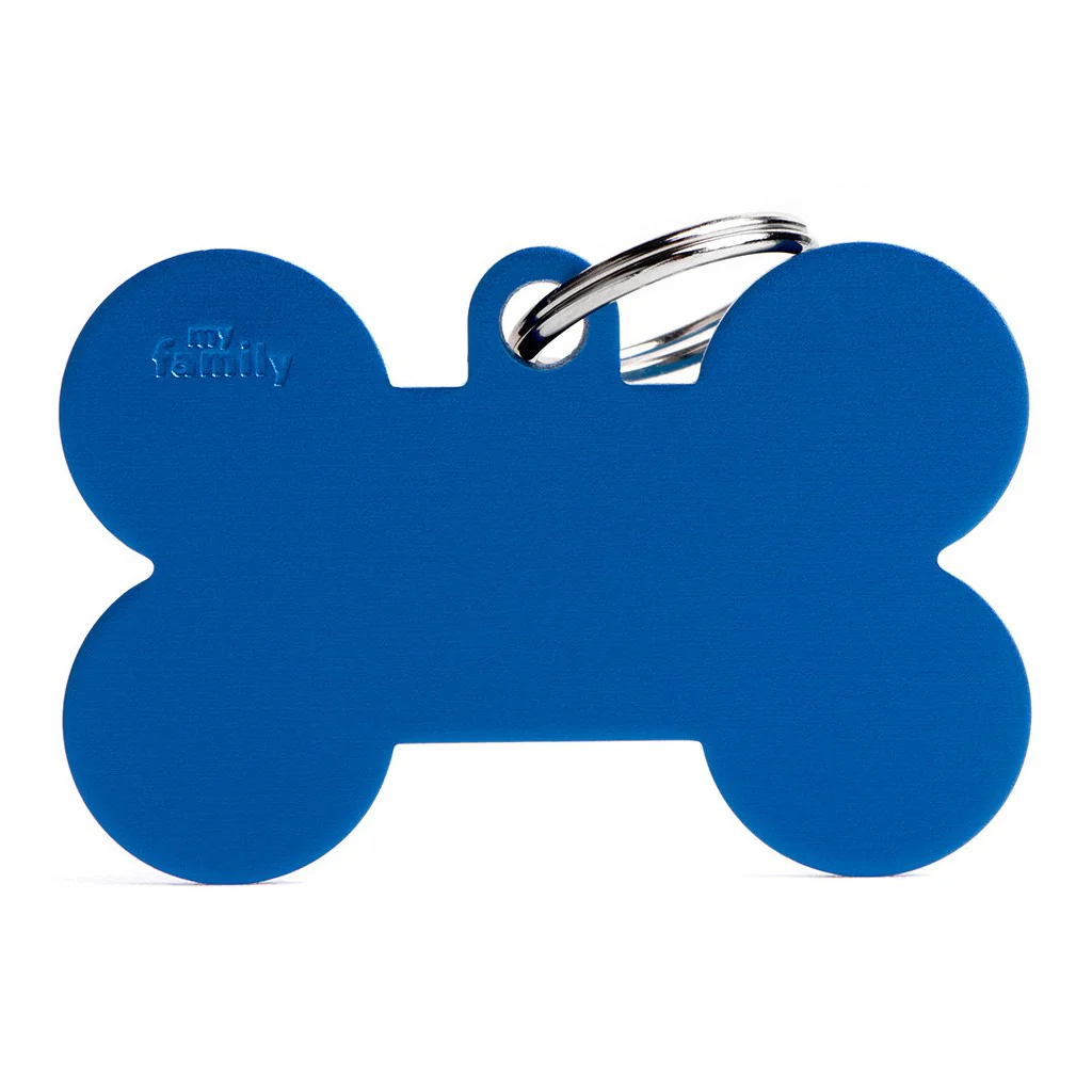 My Family ID Basic XL Aluminum Blue Bone ID Tag - Image 1
