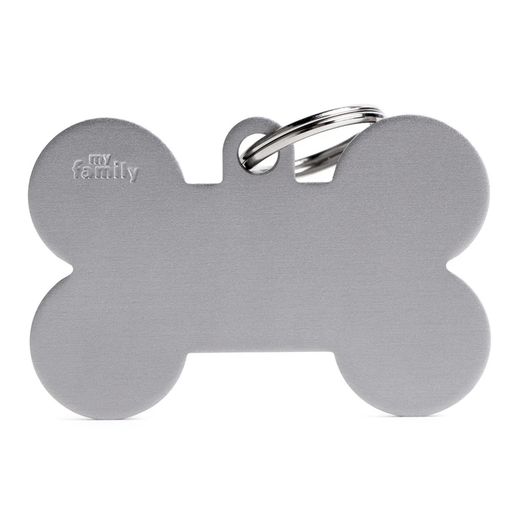 My Family ID Basic XL Aluminum Gray Bone ID Tag - Image 1