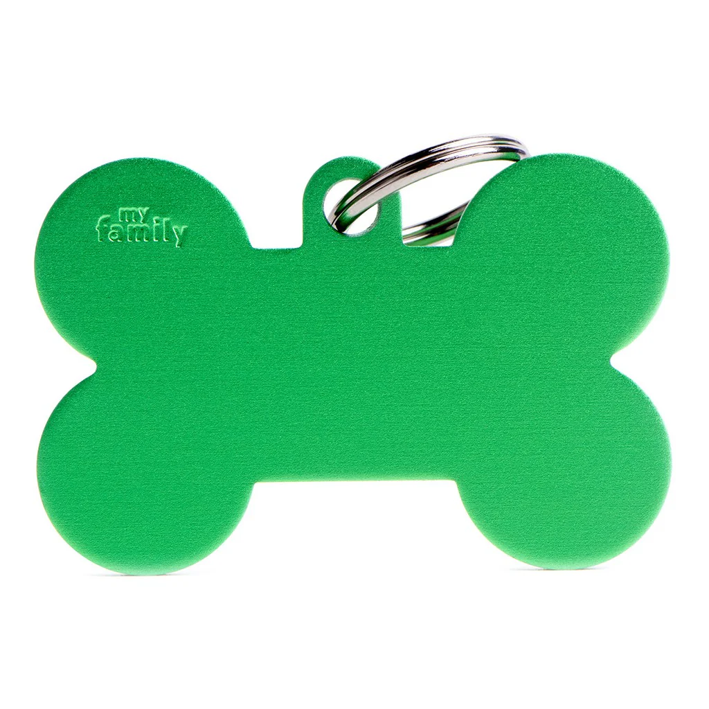 My Family ID Basic XL Aluminum Green Bone ID Tag - Image 1