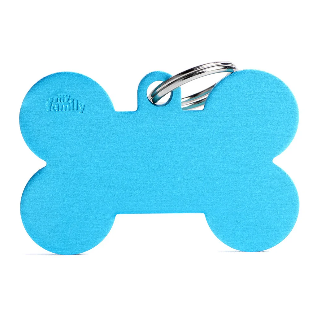 My Family ID Basic XL Aluminum Light Blue Bone ID Tag - Image 1